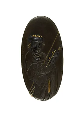 Kashira with Vision of Shôka Bearing Bow and Arrows