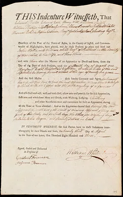 John Hollis indentured to apprentice with William White of Rutland, 23 April 1803