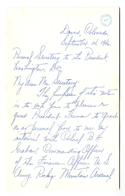 Letter from Myra Hornbuckle to Charles Ross