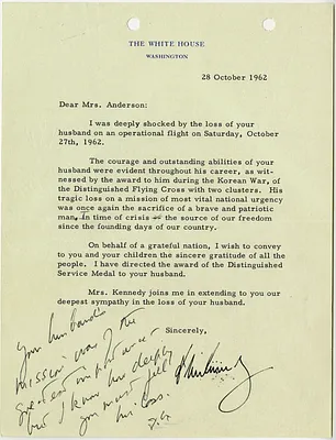 Condolence Letter from President John F. Kennedy to the Widow of Major Rudolf Anderson