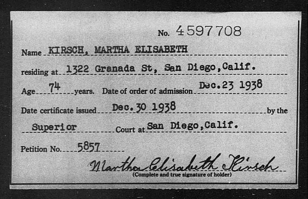 Kirsch, Martha Elisabeth - 1938