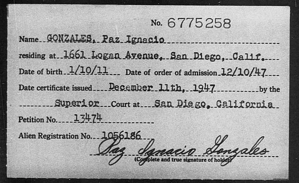 Gonzales, Paz Ignacio - 1947