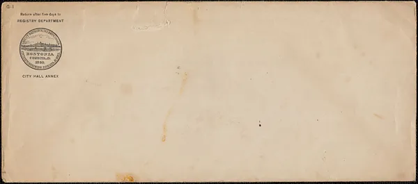 Envelope from Boston Registry Department