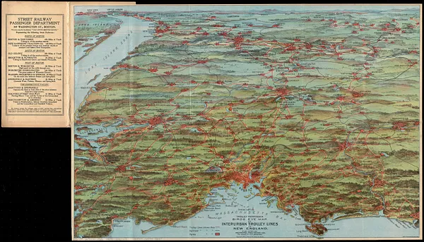 Trolley pathfinder birds eye map of interurban trolley lines in New England