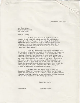 Letters Sent to Jas. Ewing [James Ewing], September 11, 1933