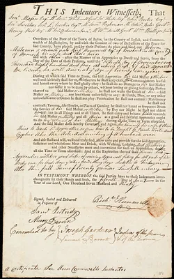 Hebron Materson indentured to apprentice with Richard Hunnewell of Penobscot, 15 January 1790