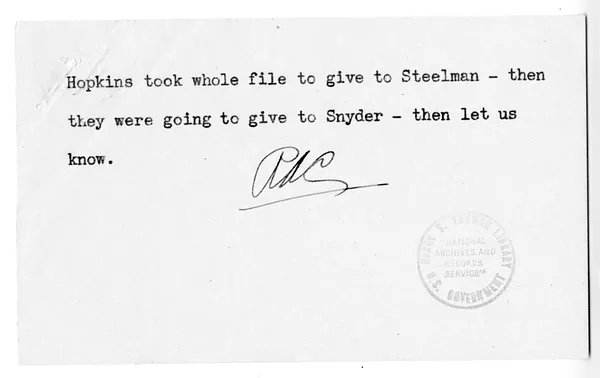 Memorandum from President Harry S. Truman to Secretary of the Treasury John Snyder, with Attachments and Related Material