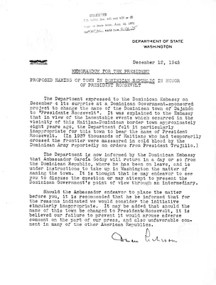 Memorandum from Dean Acheson to President Harry S. Truman