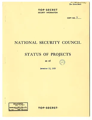 Report, National Security Council Status of Projects