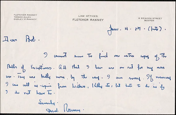 Letter from Dudley P. Ranney to 'Bob'