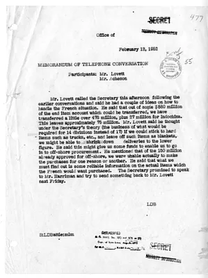 Memorandum of Telephone Conversation with Secretary of State Dean Acheson and Secretary of Defense Robert Lovett