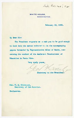 Letter from George B. Cortelyou to E. A. Hitchcock