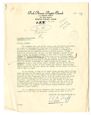 Letter from L. L. Roloff to President Harry S. Truman with Attached Pamphlet