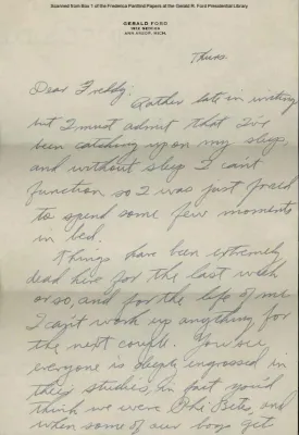 Ford, Gerald R. Letter, 01/11/1934