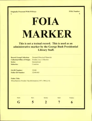 Miscellaneous Sweden Trip Information [1971-1981] [13]
