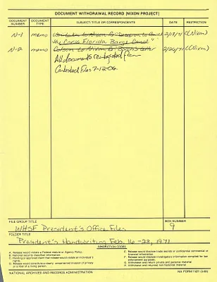 President's Handwriting, February 16 thru 28, 1971 [1 of 2]