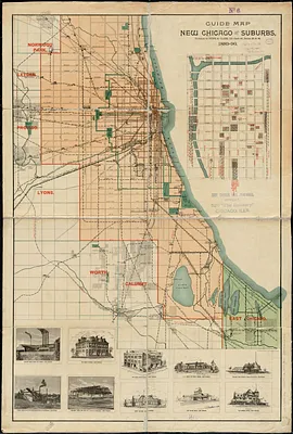 Guide map of new Chicago and suburbs