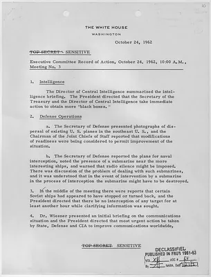 Executive Committee Record of Action, October 24, 1962, 10:00 A.M. Meeting No. 3