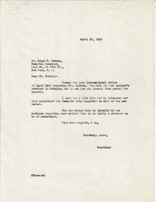 Letters Sent to Dr. Lloyd F. Craver, April 26, 1945