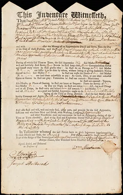 Nathaniel Rust indentured to apprentice with William Sherburne of Boston, 2 December 1746