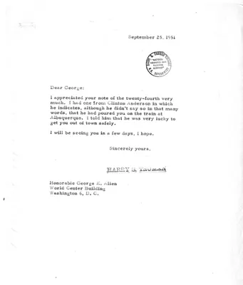 Correspondence Between President Harry S. Truman and George E. Allen