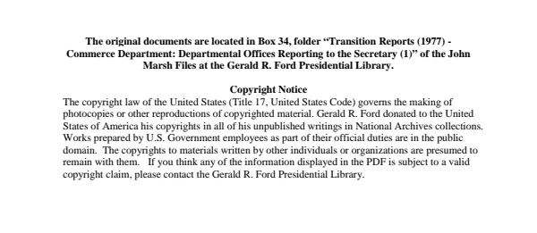 Transition Reports (1977) - Commerce Department: Departmental Offices Reporting to the Secretary (1)