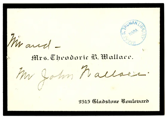 Wedding Gift Card from Myra and Theodoric B. Wallace