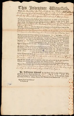 Sarah Pattin indentured to apprentice with Aaron Hunt of Hardwick, 6 July 1770