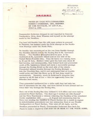 Notes on a Talk With Commander Robert Anderson, Skipper of the Nautilus