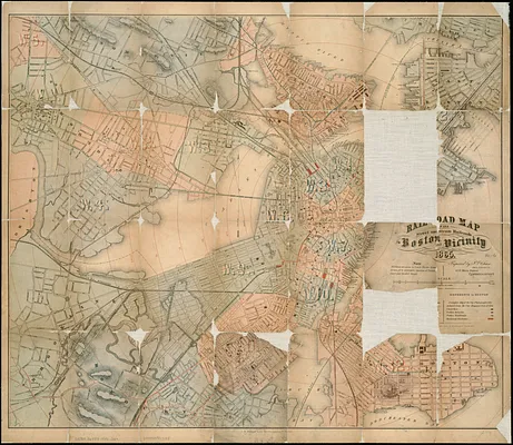 Railroad map of all street and steam railroads in Boston and vicinity