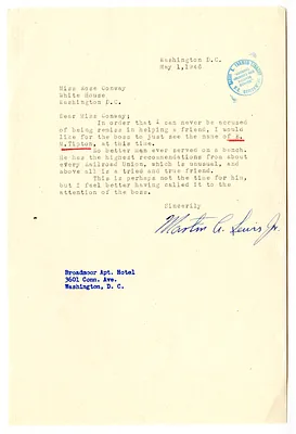 Letter from Martin Lewis, Jr. to Rose Conway