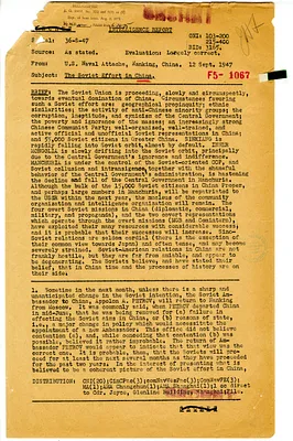 Intelligence Report from the Naval Attache, Nanking, China