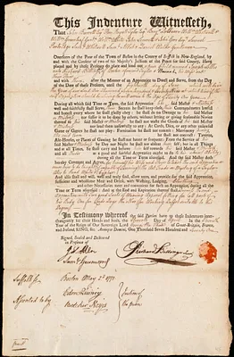 Joseph Lillie indentured to apprentice with Richard Billings,  Jr. of Boston, 11 April 1771