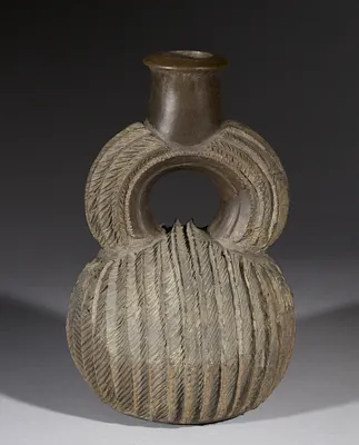 Stirrup-spout Vessel with Ridged Surface