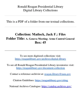 A. Geneva Meeting: Arms Control General