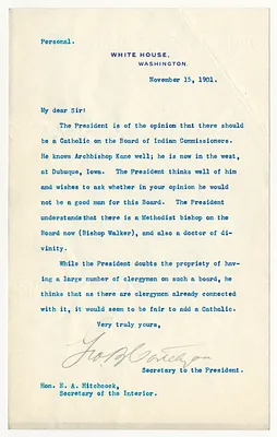 Letter from George B. Cortelyou to E. A. Hitchcock