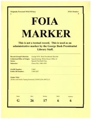 [Video and Audio Taping Sessions] 2/20/92 [OA 6097] [1]