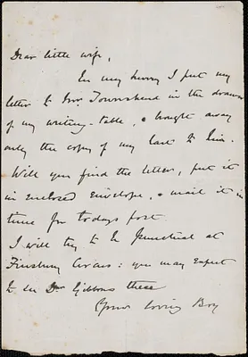 [John Biddulph Martin] autograph note signed to [Victoria Woodhull Martin], approximately 1883-1897