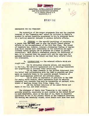 Memorandum from Lieutenant General Hoyt Vandenberg to President Harry S. Truman