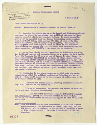Central Intelligence Agency, Intelligence Memorandum Number 231