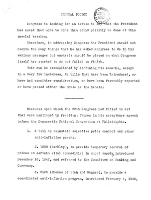 Memorandum, General Policy on Campaign Speeches