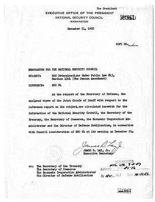 Memorandum from James S. Lay, Jr. to the National Security Council with Attachment
