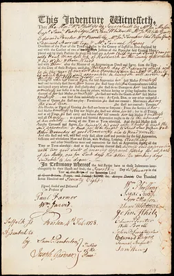 Sarah Granger indentured to apprentice with Paul Mandell of Hardwick, 4 February 1778