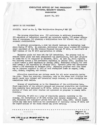 Report to President Harry S. Truman from the National Security Council
