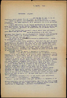 Bartolomeo Vanzetti typed letter (copy) to Luigia Vanzetti, [Charlestown], 14 March 1926