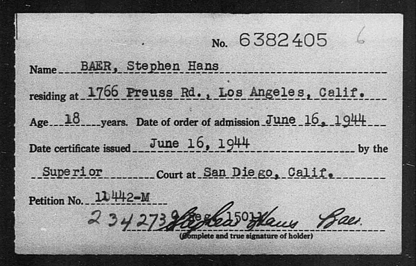 Baer, Stephen Hans - 1944