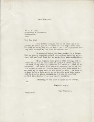 Letters Sent to S.C. Lind, April 7, 1930