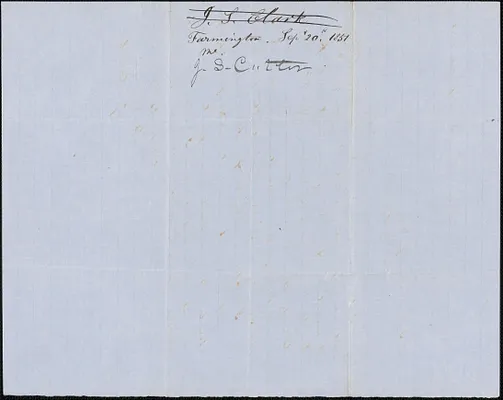 J. S. Cutter to Samuel Warner, 20 September 1851