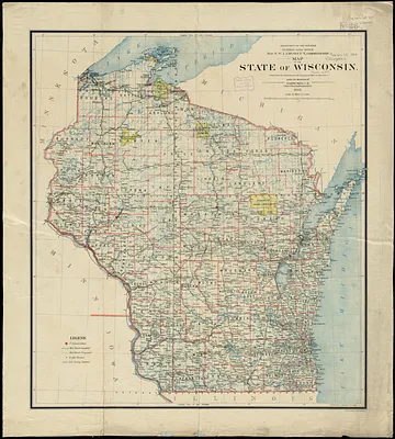Map of the state of Wisconsin