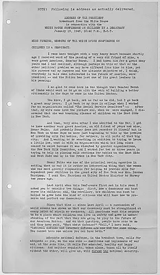 Address of the President from the White House in connection with the White House Conference on Children in a Democracy